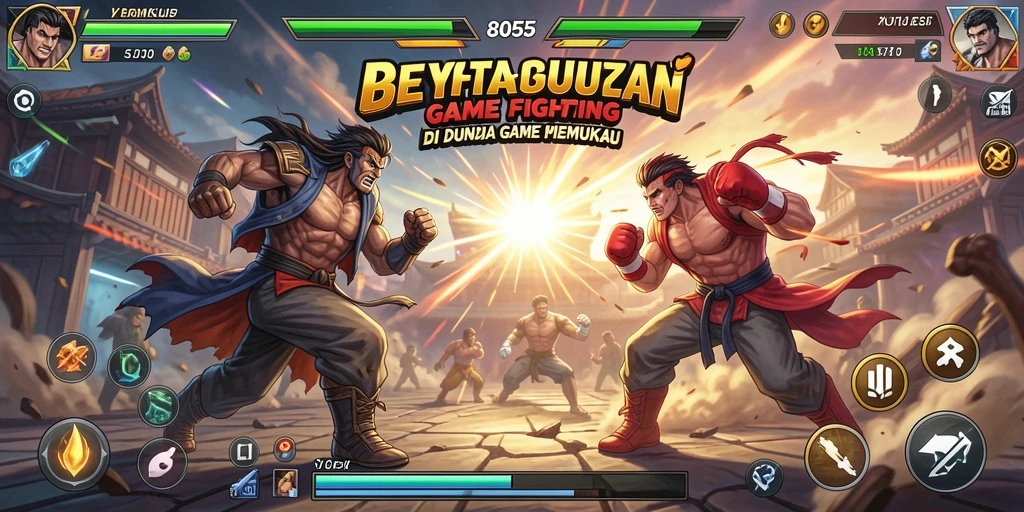 Gameplay 8055 menampilkan pertarungan epik dan karakter dinamis.