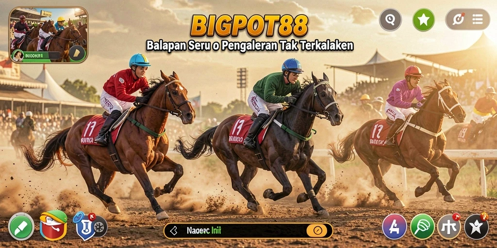 Gameplay mendebarkan dari BIGPOT88 di lintasan balap.