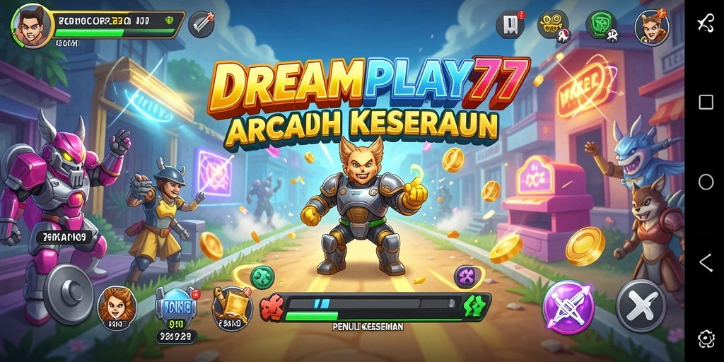 Screenshot utama DREAMPLAY77 menampilkan aksi seru dalam gameplay Arcade.