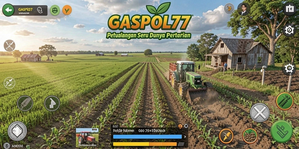 Tampilan gameplay GASPOL77 yang menarik dengan aktivitas pertanian.