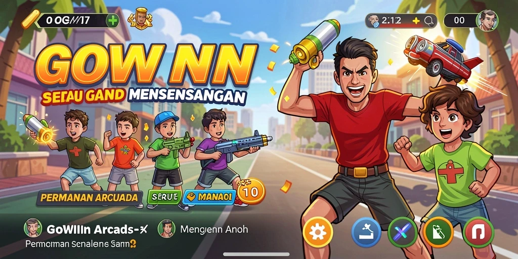 Screenshot utama GOWIN menampilkan aksi seru gameplay arcade.