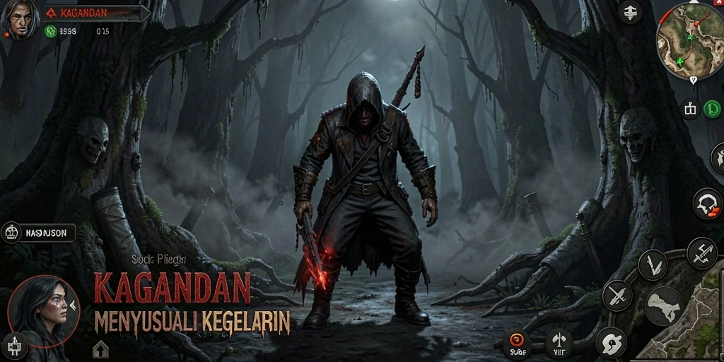 Tampilan menakutkan dari gameplay KAGANDAN dalam suasana Horror.