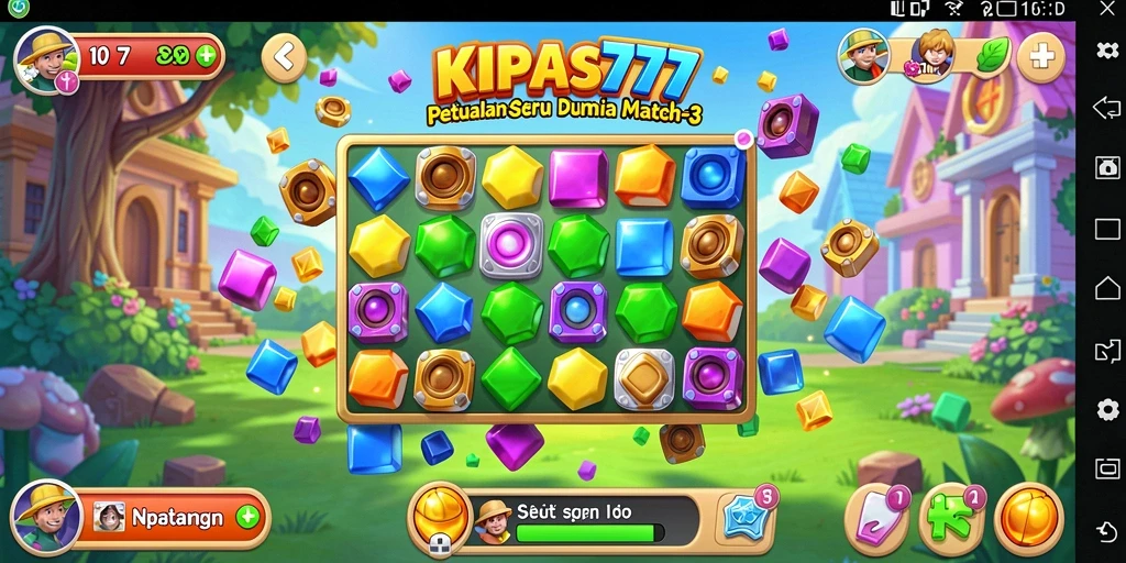Gambaran gameplay KIPAS777 dengan elemen Match-3 yang menarik.