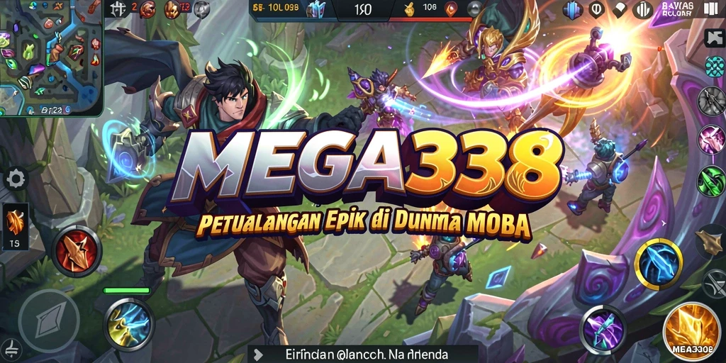 Tangkapan layar gameplay seru dari MEGA338 di arena MOBA.