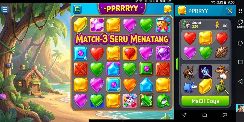 Tampilan gameplay seru di PPRRYY dengan objek berwarna-warni.