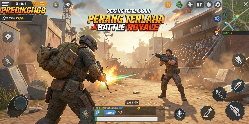Tampilan screenshot PREDIKSI168 menampilkan aksi battle royale yang mendebarkan.