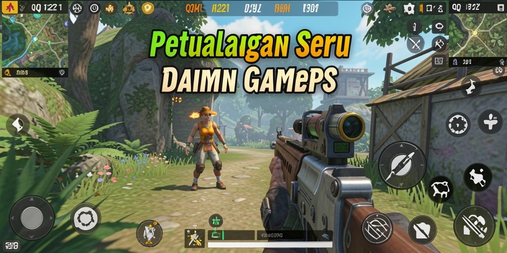 Screenshot gameplay QQ1221 dengan aksi tembak-menembak yang mendebarkan.