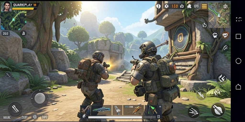 Tampilan gameplay QUARKPLAY yang intens dan seru.