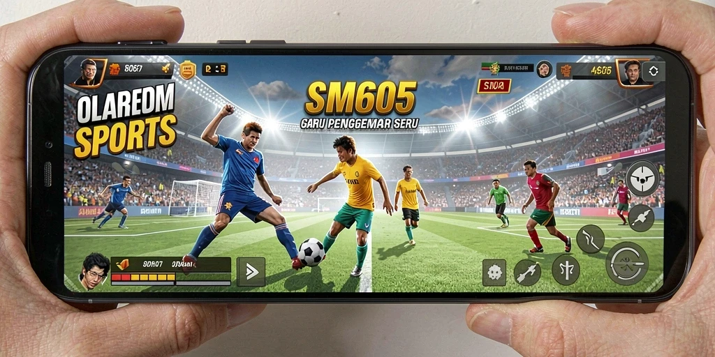 Tampilan gameplay SM605 dengan aksi seru olahraga kompetitif.