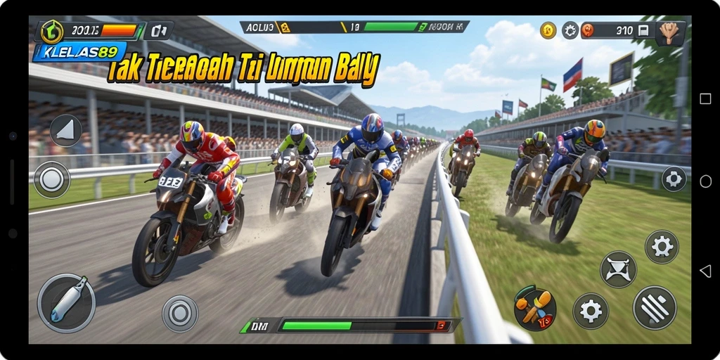 Gameplay mendebarkan di lintasan balap motor TALAS89.
